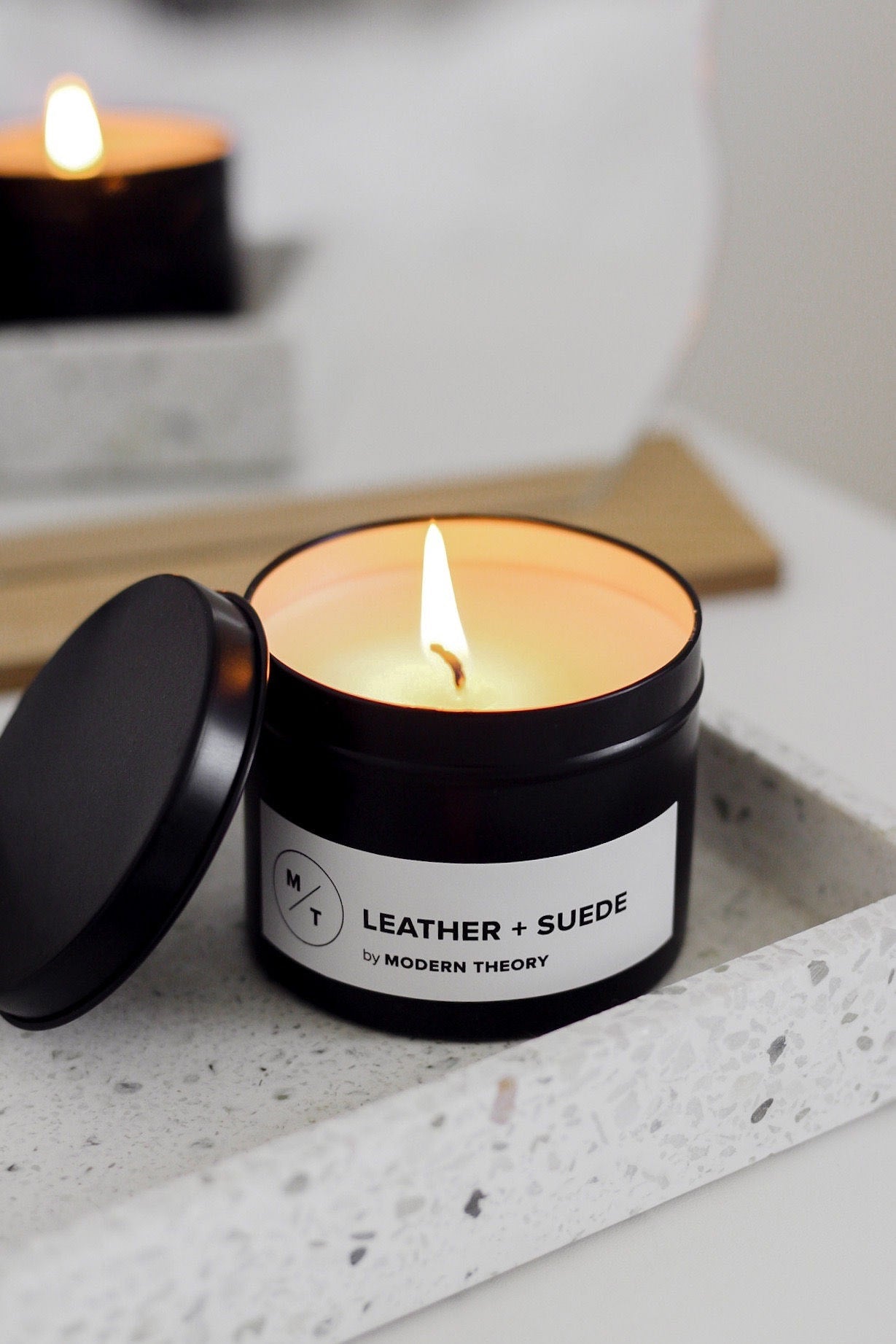 LEATHER + SUEDE Candle Tin